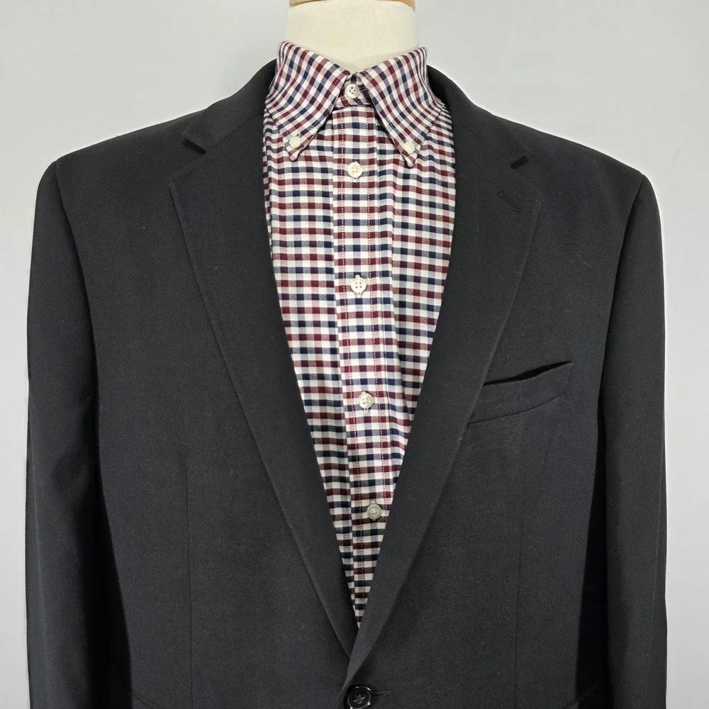 Croft & Barrow Men's Sport Coat Blazer‎ Two Button Black Poly Blend 48R Classic